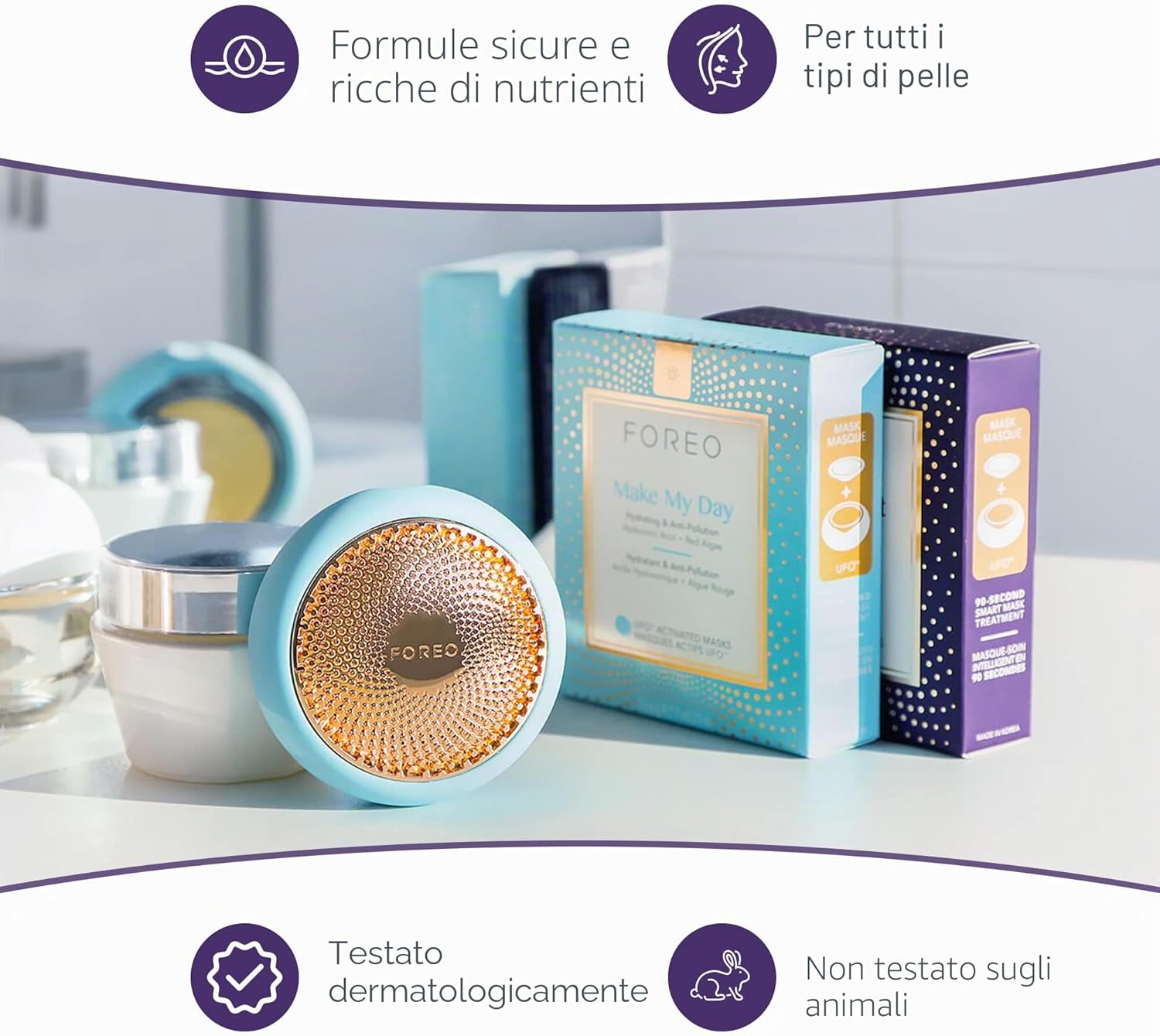 FOREO Call It A Night – Maschera Viso Nutriente e Rivitalizzante per UFO™ (Confezione da 7)