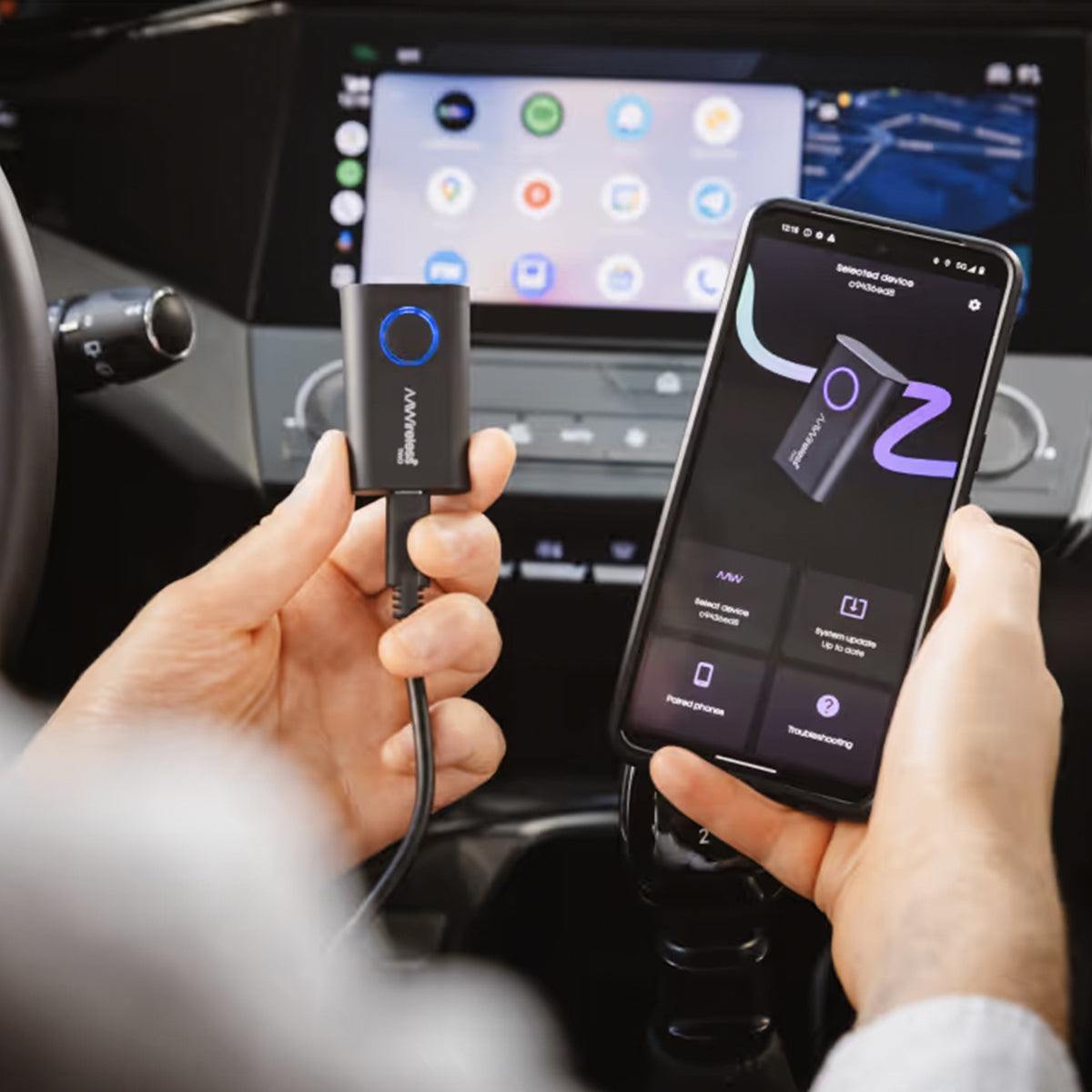 AAWireless TWO – Adattatore Wireless per Android Auto con Pulsante Multifunzione