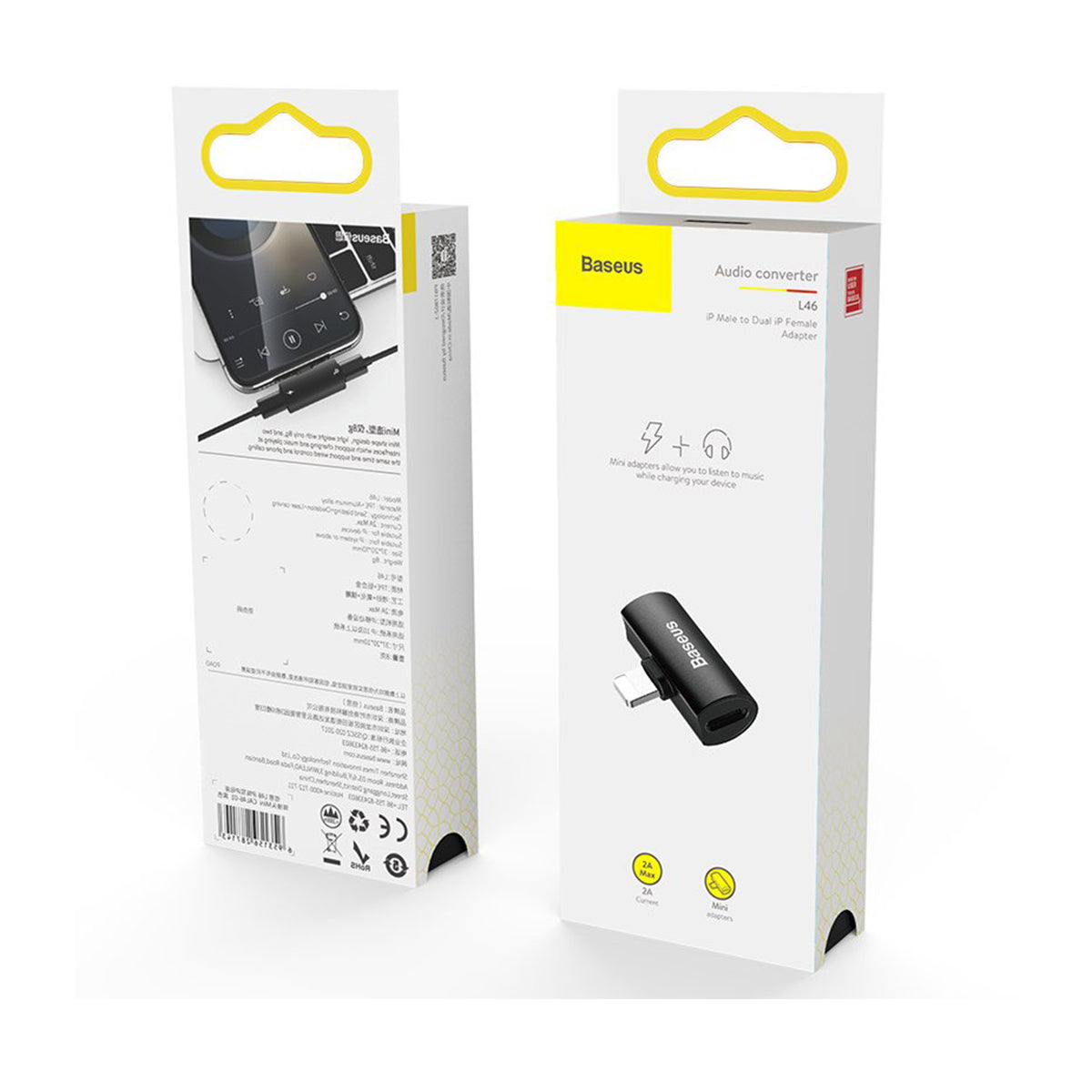 Baseus L46 adapter Lightning to 2x Lightning black CAL46-01