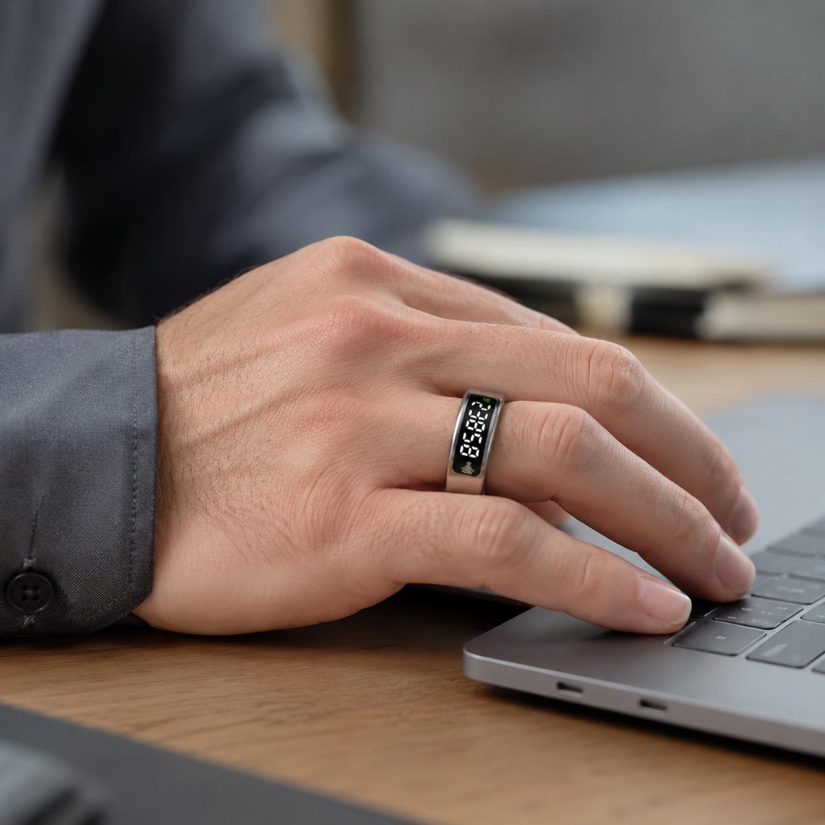 FITPADDY FitRing Pro – Smart Ring con Display LED Touch, Vibrazione, 100+ Sport e Monitoraggio 24h