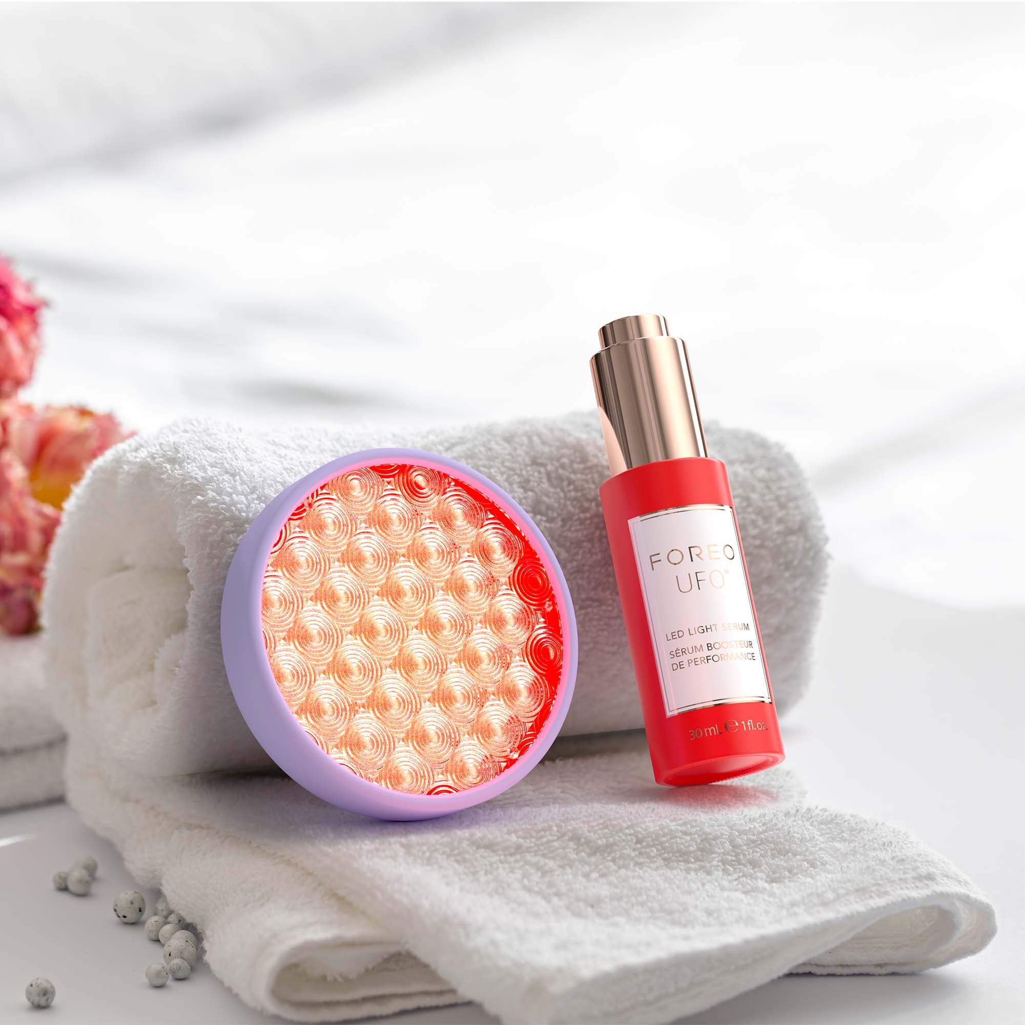 FOREO UFO™ LED Lighthouse Panel Lilac – Pannello LED Palm-Size con Luce Rossa e Blu
