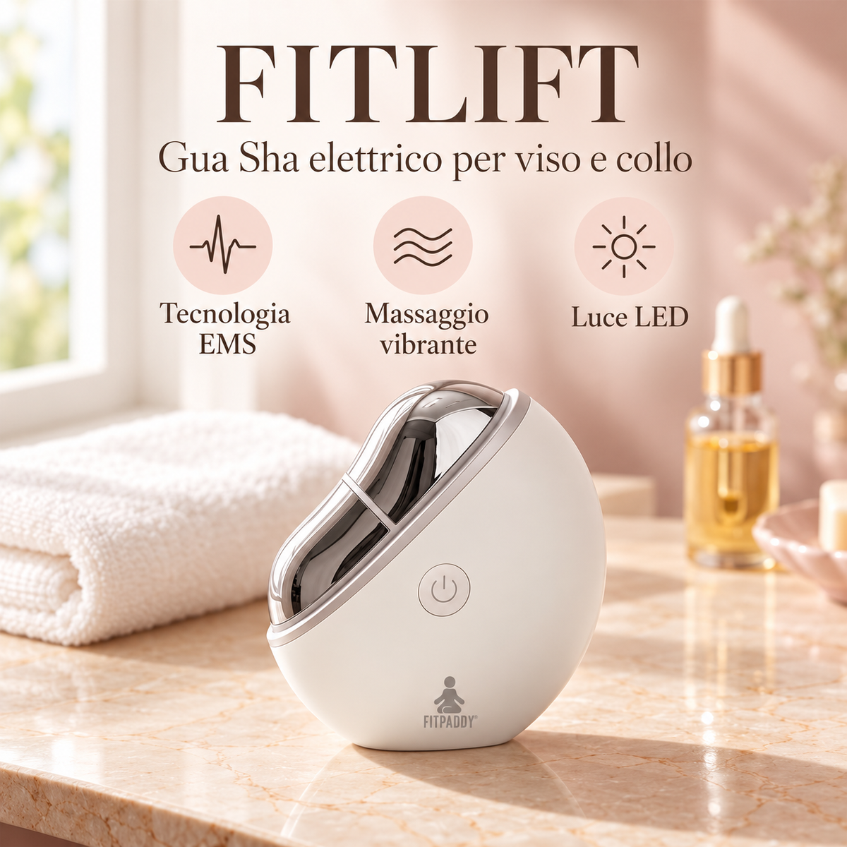 FITPADDY FITLIFT – Gua Sha Elettrico Viso con EMS e LED
