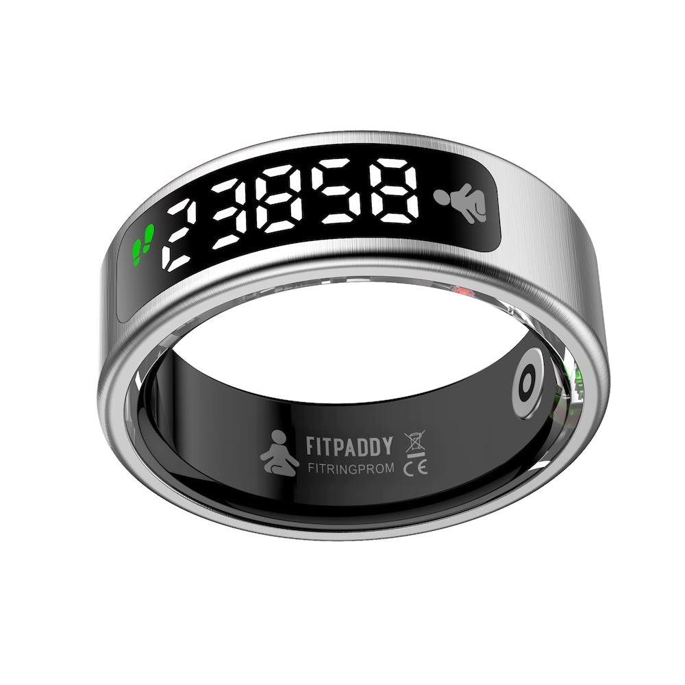 FITPADDY FitRing Pro – Smart Ring con Display LED Touch, Vibrazione, 100+ Sport e Monitoraggio 24h