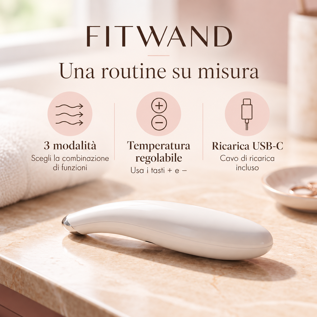 FITPADDY FITWAND – Massaggiatore Contorno Occhi con Calore e LED Rosso