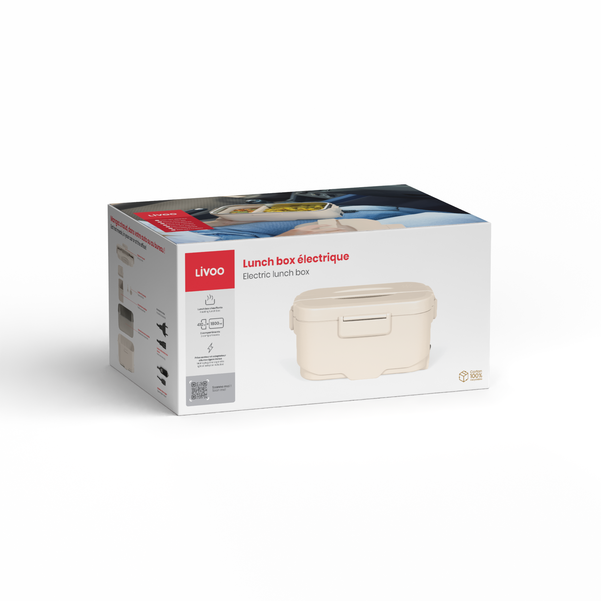 Delta Heating Lunch Box – Lunch Box Elettrica Scaldavivande 1,8 L con Alimentazione Casa e Auto