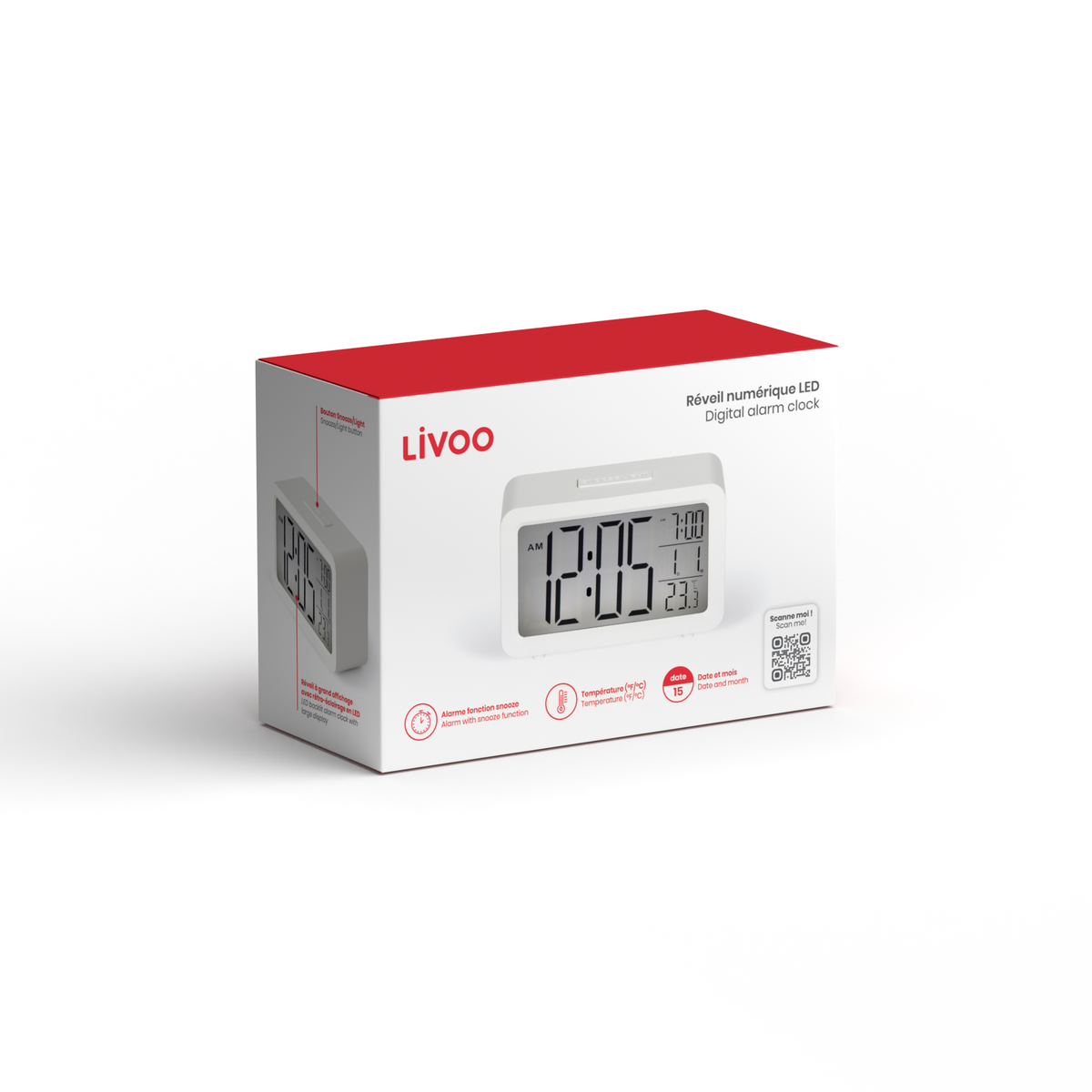 Delta Digital Alarm Clock White – Sveglia Digitale