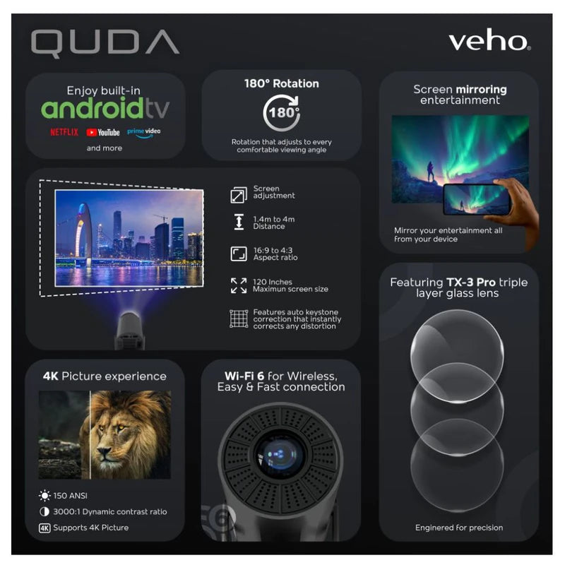Veho Quda PJ-3 – Proiettore Portatile