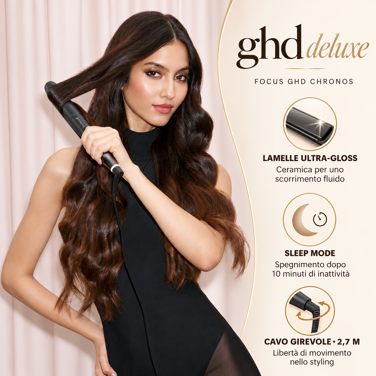 ghd Deluxe Gift Set – Piastra Chronos e Asciugacapelli Helios con Vanity Case