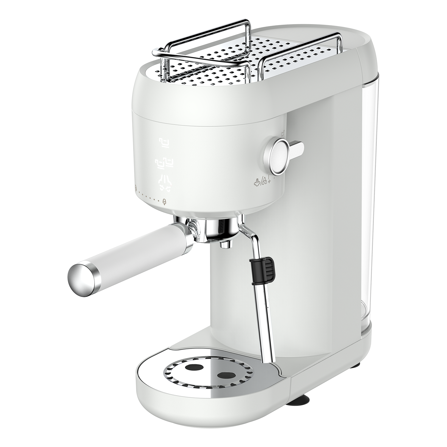 ELLE Panache Espresso Maker Bianco – Macchina per Caffè Espresso con Touch Control e Sistema Latte