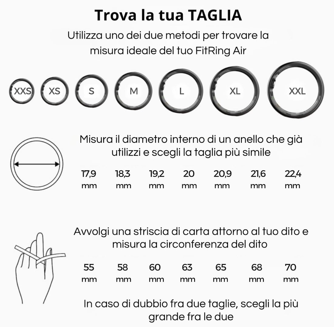 FITPADDY FitRing Air – Smart Ring in Acciaio con Monitoraggio Benessere 24h, SpO₂, Sonno e 5ATM