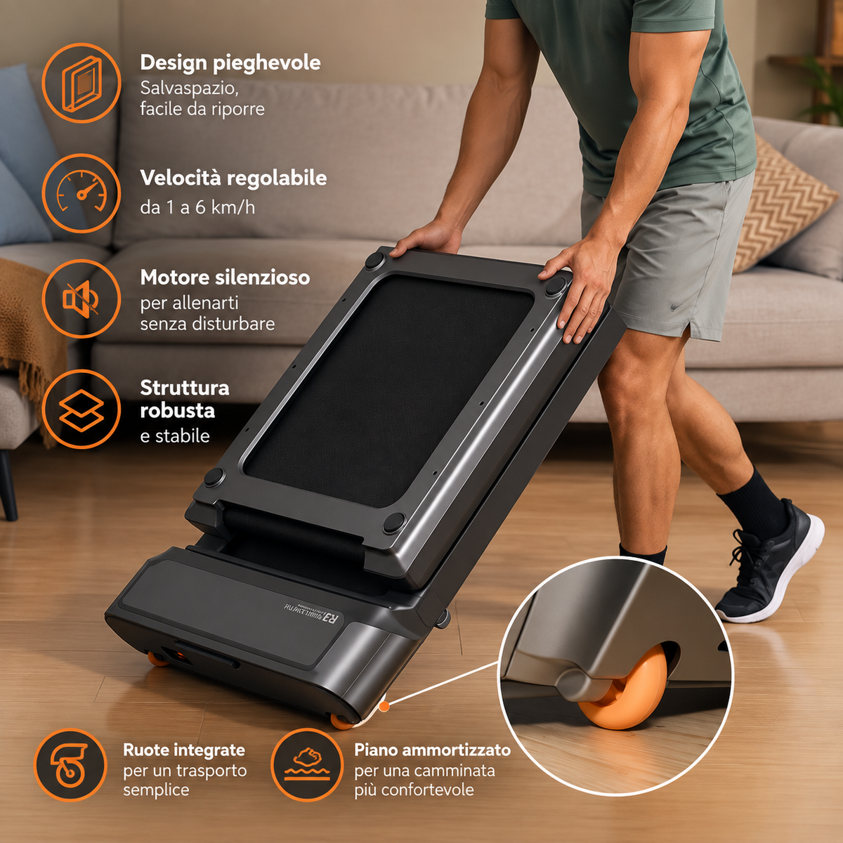 Kingsmith WalkingPad R3 JustWalk – Tapis Roulant Pieghevole Smart fino a 6 km/h