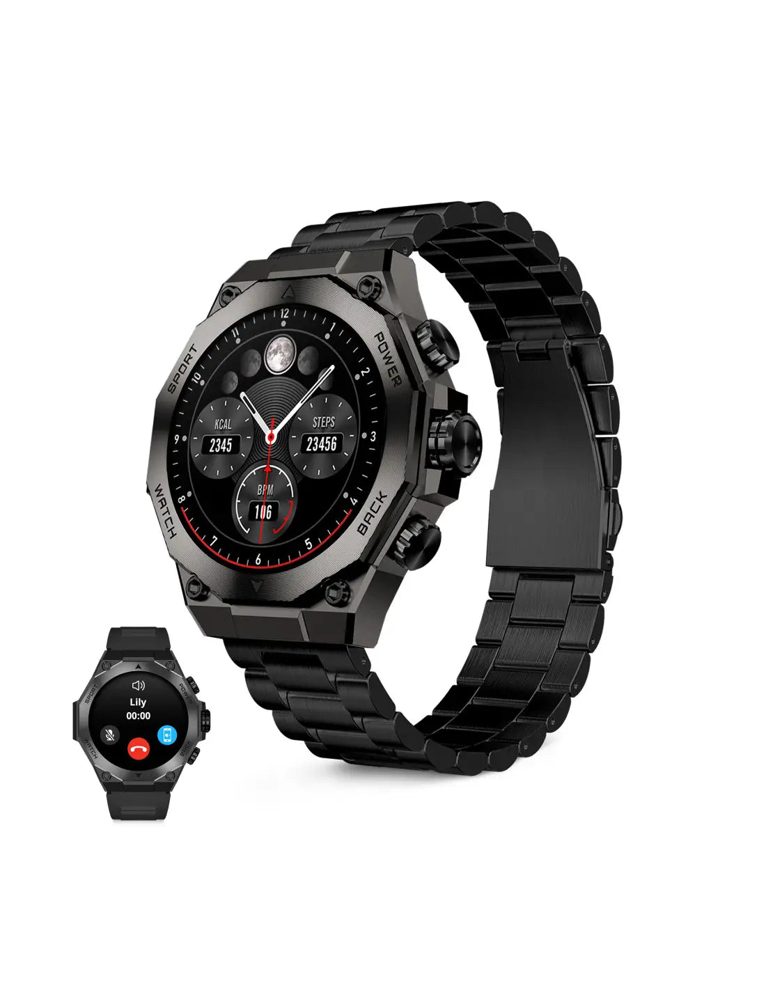 KSIX Titanium Nero – Smartwatch AMOLED 1,43" con 2 Cinturini, Chiamate Bluetooth e IP67