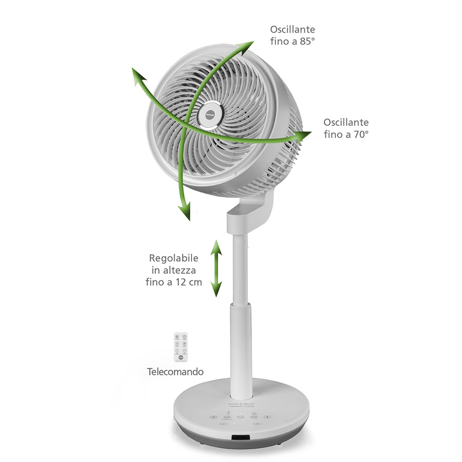 MACOM Tornado Tower Art. 992 – Ventilatore a Piantana con Doppia Oscillazione Automatica