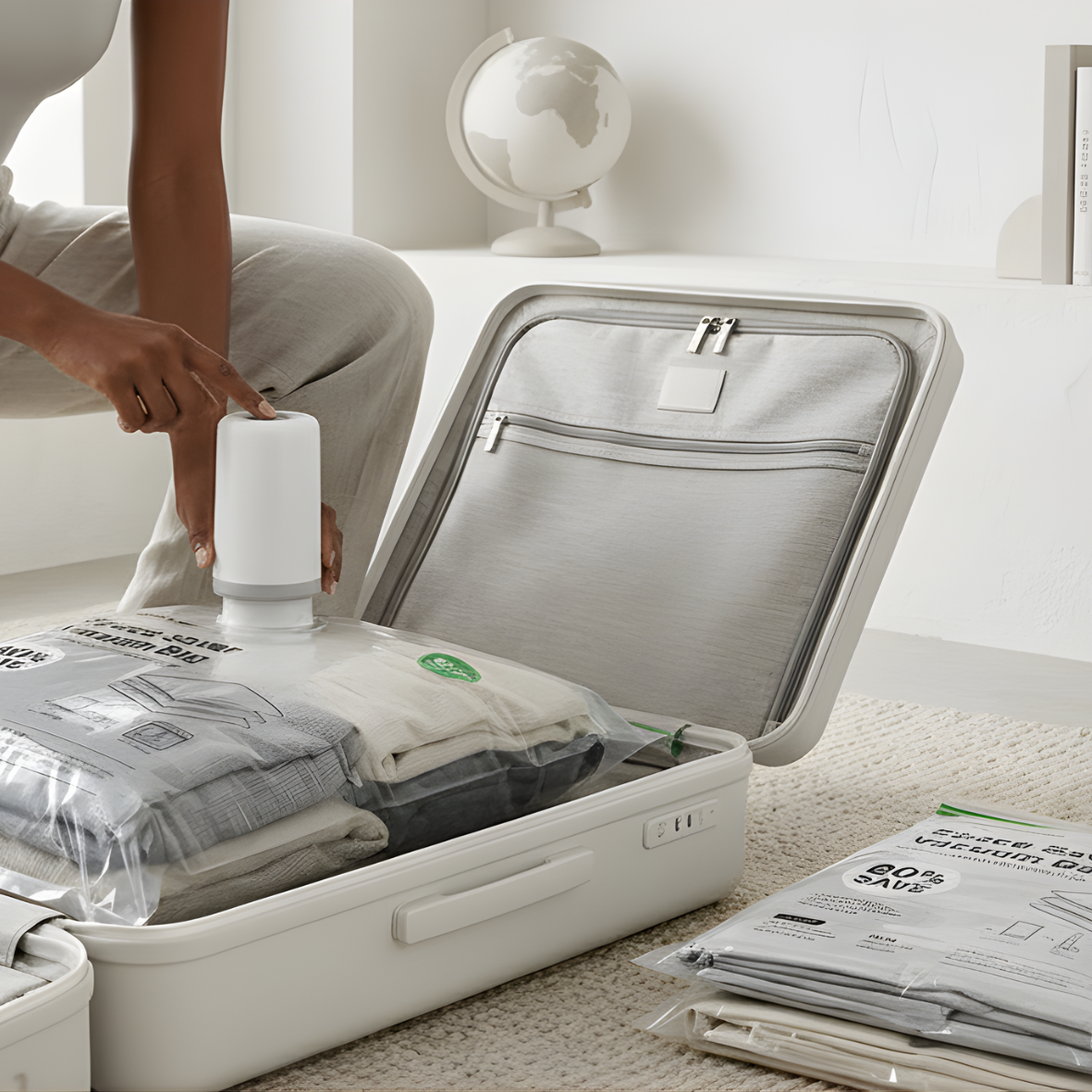Set Travel Smart - Sottovuoto pro con pompa elettrica da viaggio + sacchetti