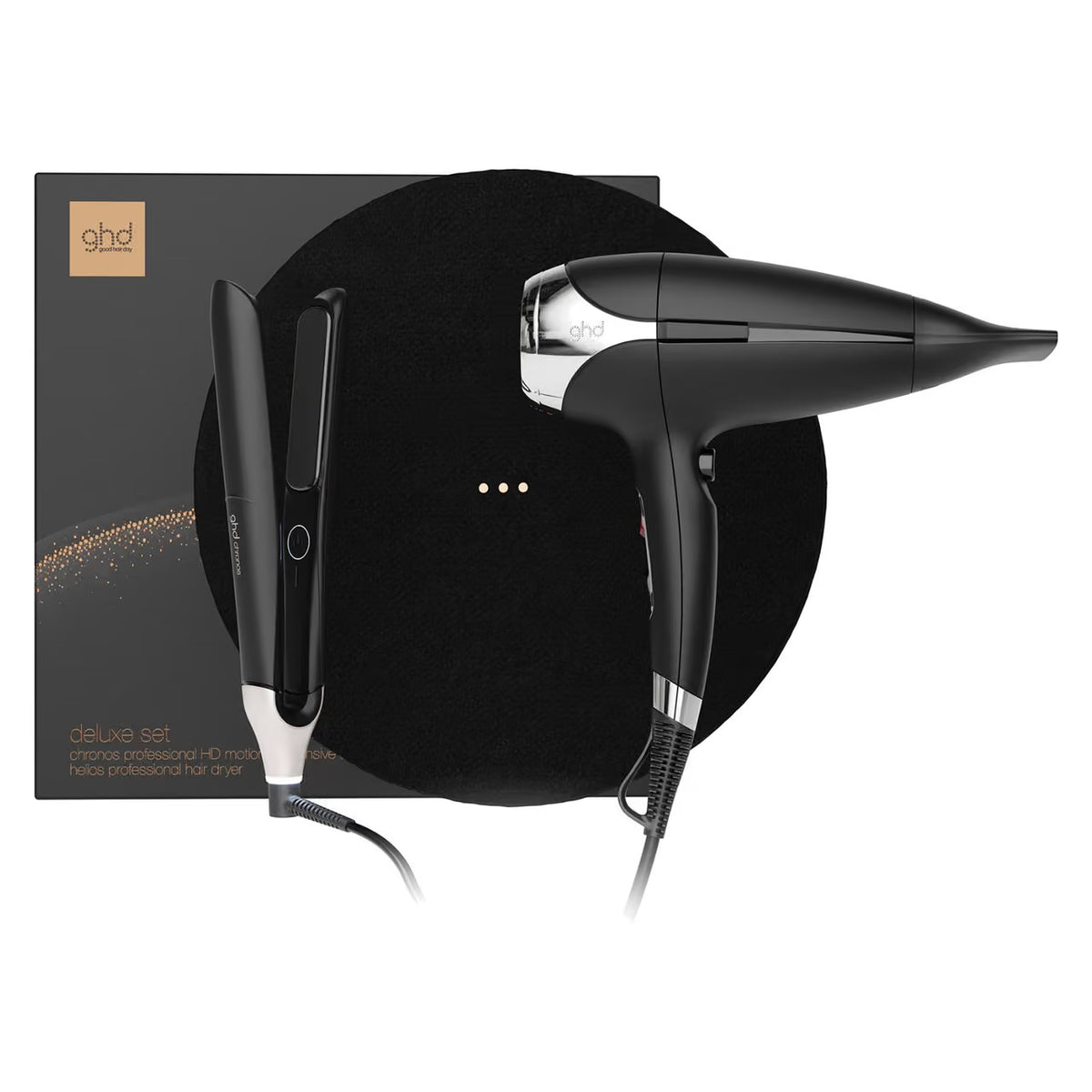 ghd Deluxe Gift Set – Piastra Chronos e Asciugacapelli Helios con Vanity Case