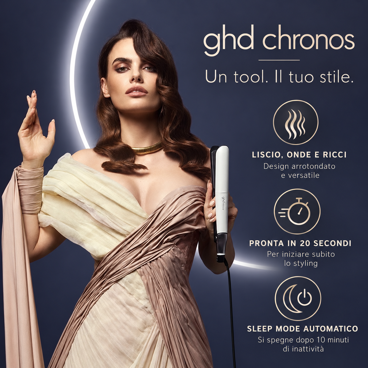 ghd Chronos – Piastra Capelli Professionale Nera con Tecnologia HD Motion-Responsive™