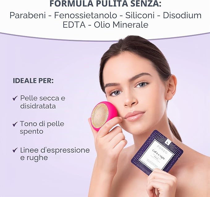 FOREO Call It A Night – Maschera Viso Nutriente e Rivitalizzante per UFO™ (Confezione da 7)