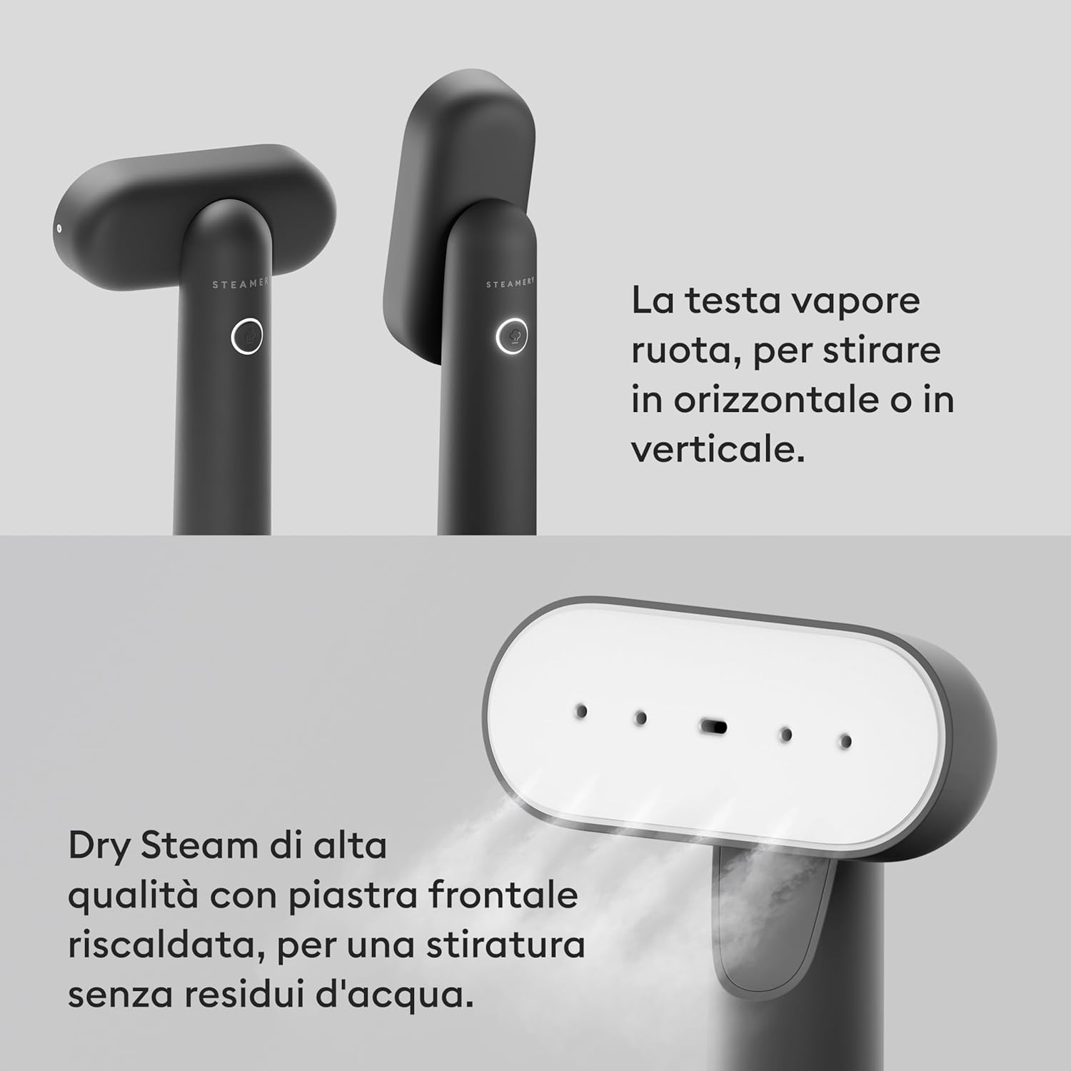 Steamery - Cirrus Lite Charcoal - Stiratore Verticale Portatile Tech & Minimal
