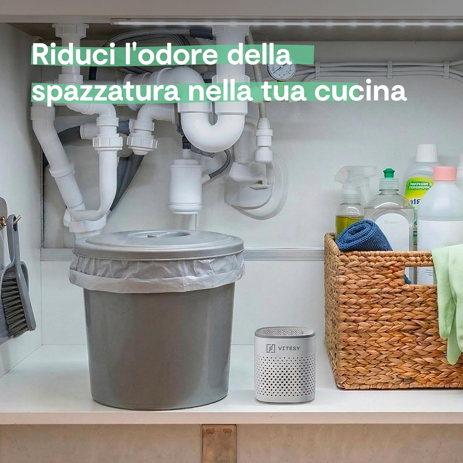 Vitesy Deo – Eliminatore di Odori Catalitico Riutilizzabile per Frigorifero, Auto e Armadi