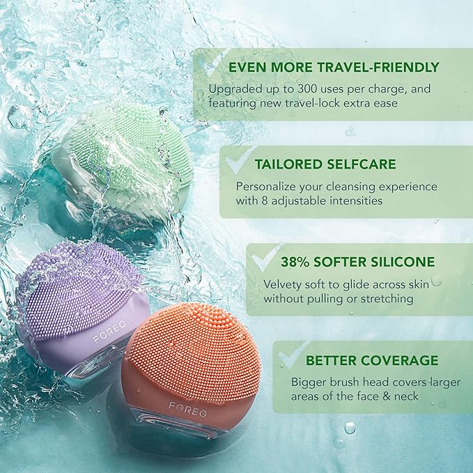 FOREO LUNA™ 4 Go Pistachio – Spazzola Detergente Viso Compatta con Massaggio Rassodante