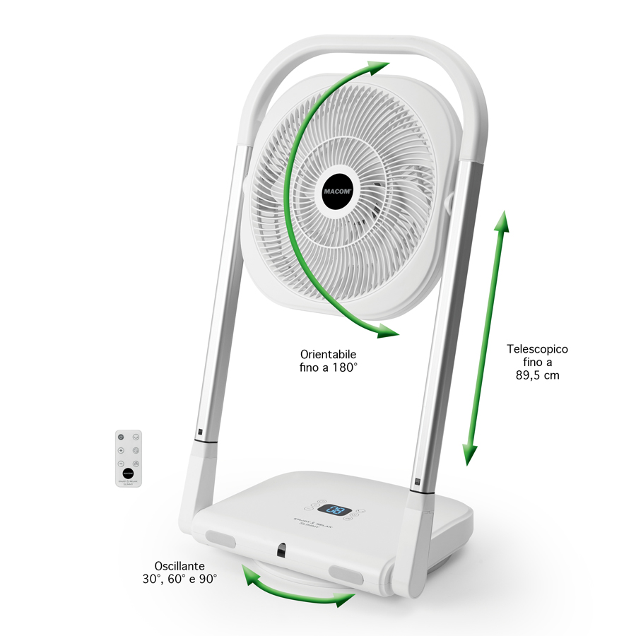 MACOM SLIMMY – Ventilatore Pieghevole Salvaspazio con 9 Velocità