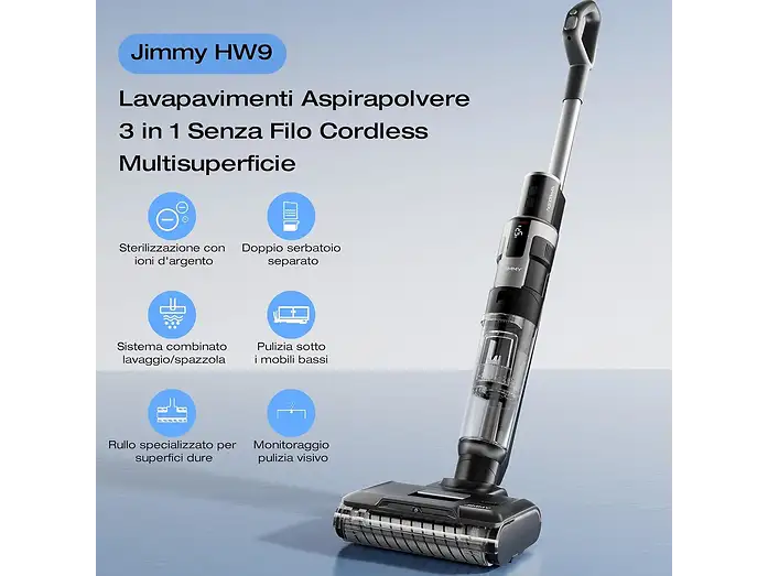 JIMMY HW9 – Aspirapolvere Lavapavimenti Cordless con Autopulizia