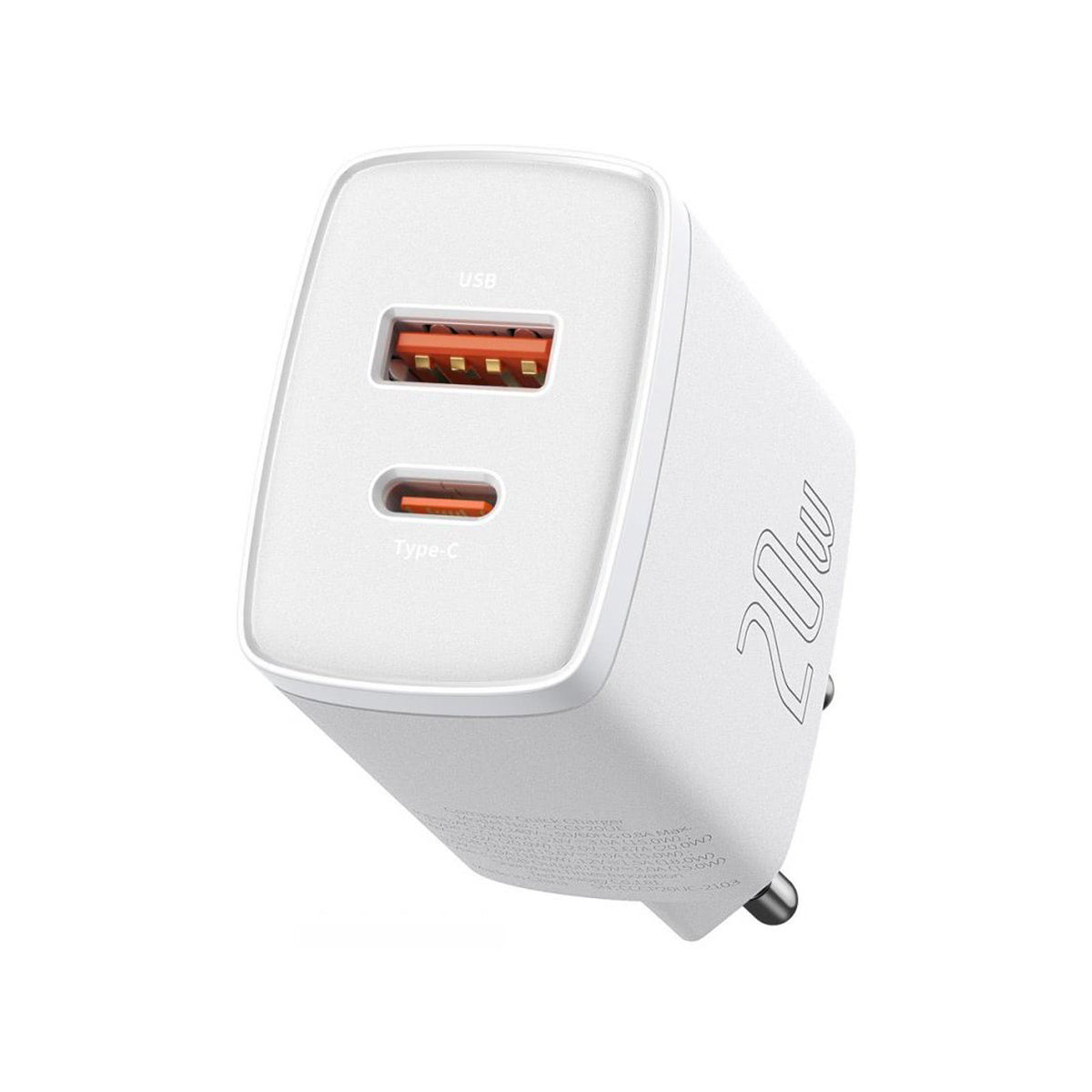Baseus Charger 20W 2 ports (USB+USB-C) Compact quick with white CCXJ
