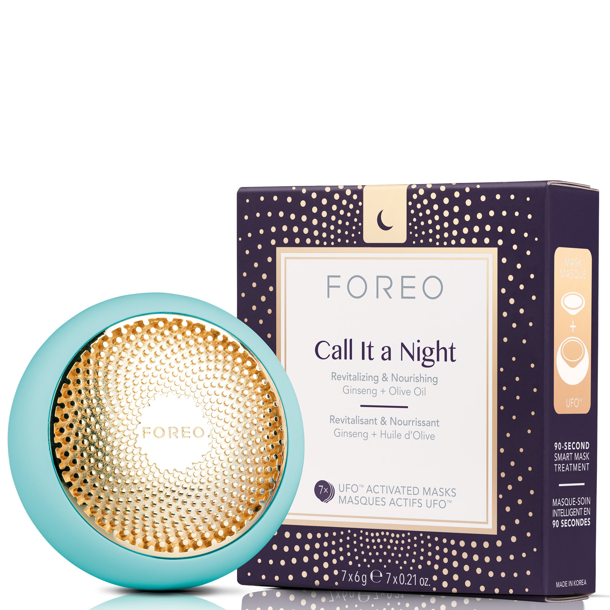FOREO Call It A Night – Maschera Viso Nutriente e Rivitalizzante per UFO™ (Confezione da 7)