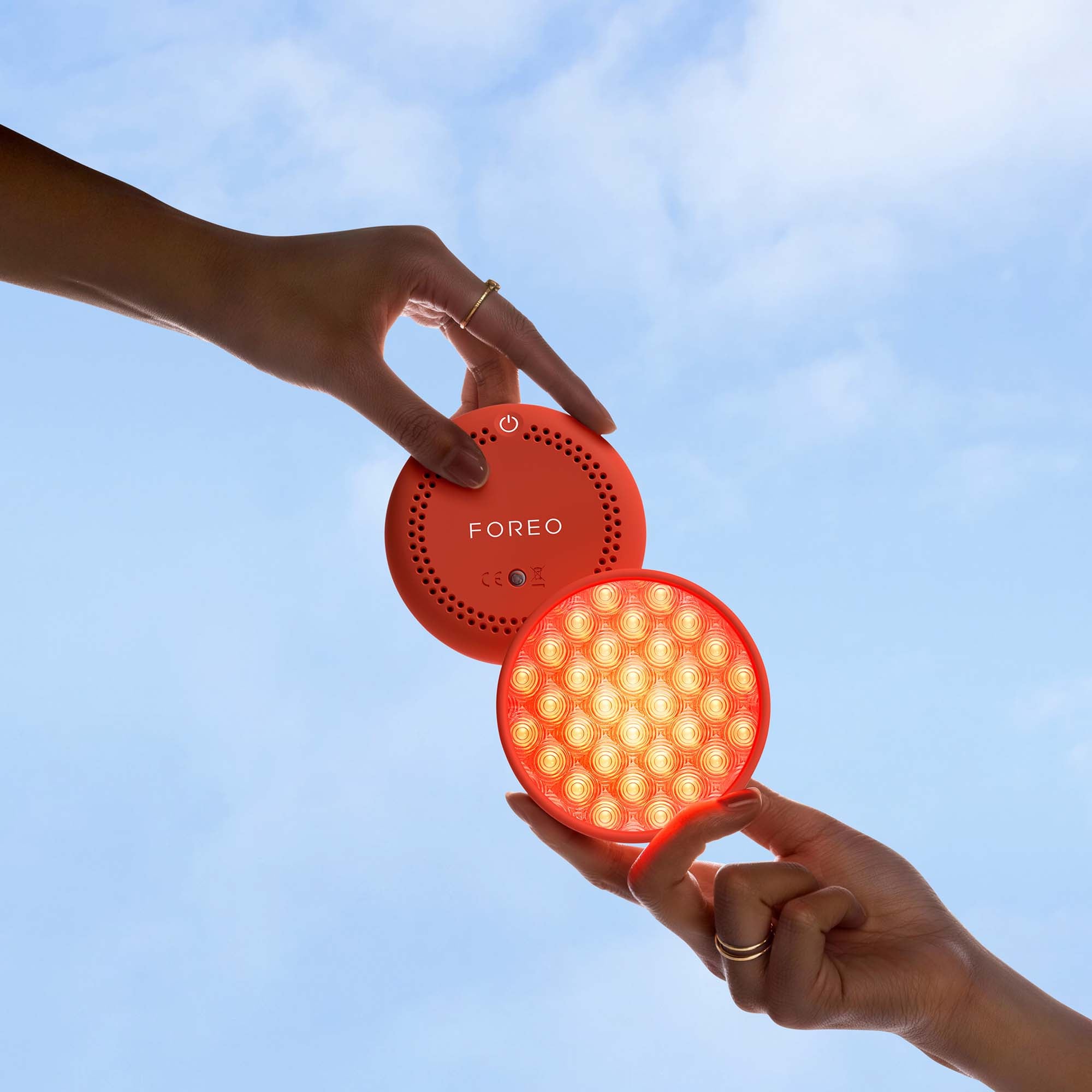 FOREO UFO™ LED Lighthouse Panel Peach – Pannello LED Palm-Size con Luce Rossa e Blu
