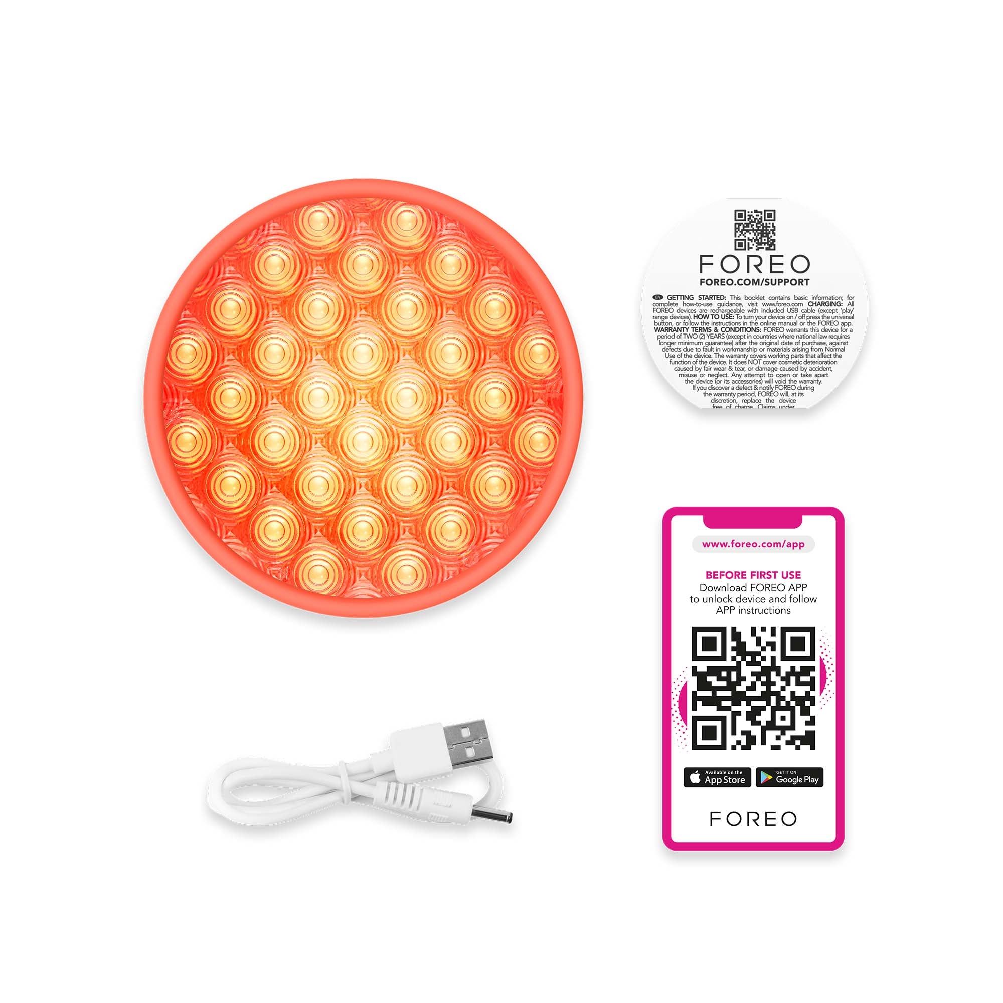 FOREO UFO™ LED Lighthouse Panel Peach – Pannello LED Palm-Size con Luce Rossa e Blu