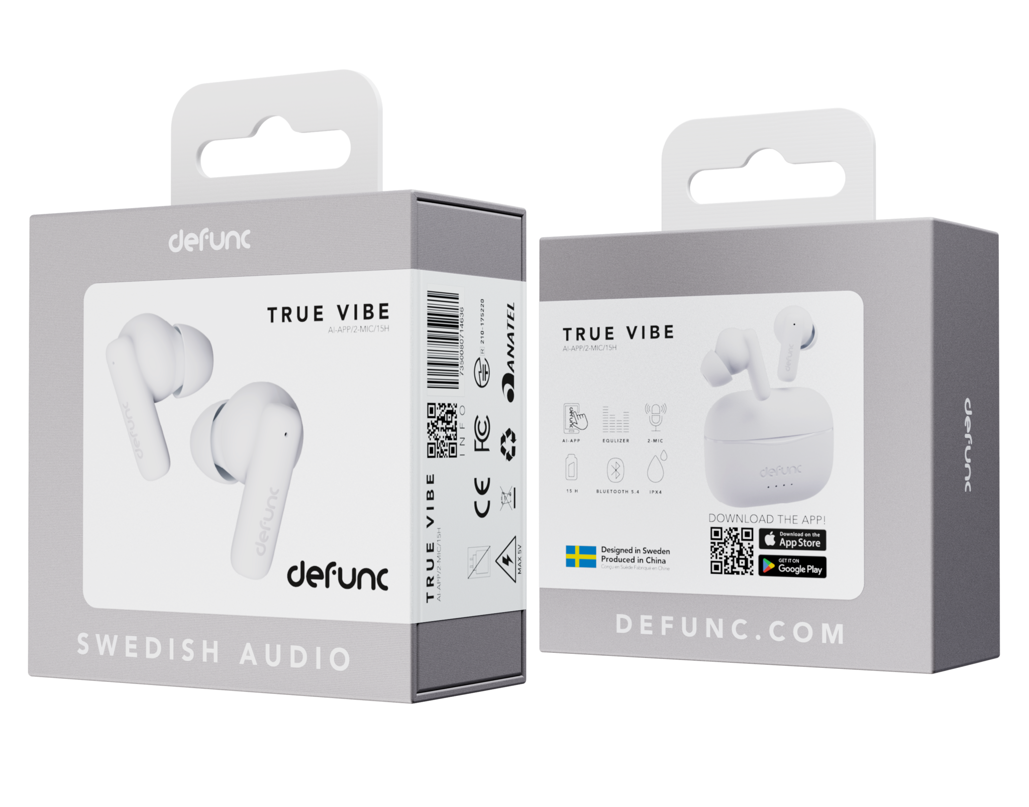Defunc TRUE BASIC II White – Auricolari Wireless Bluetooth True Wireless Bianchi