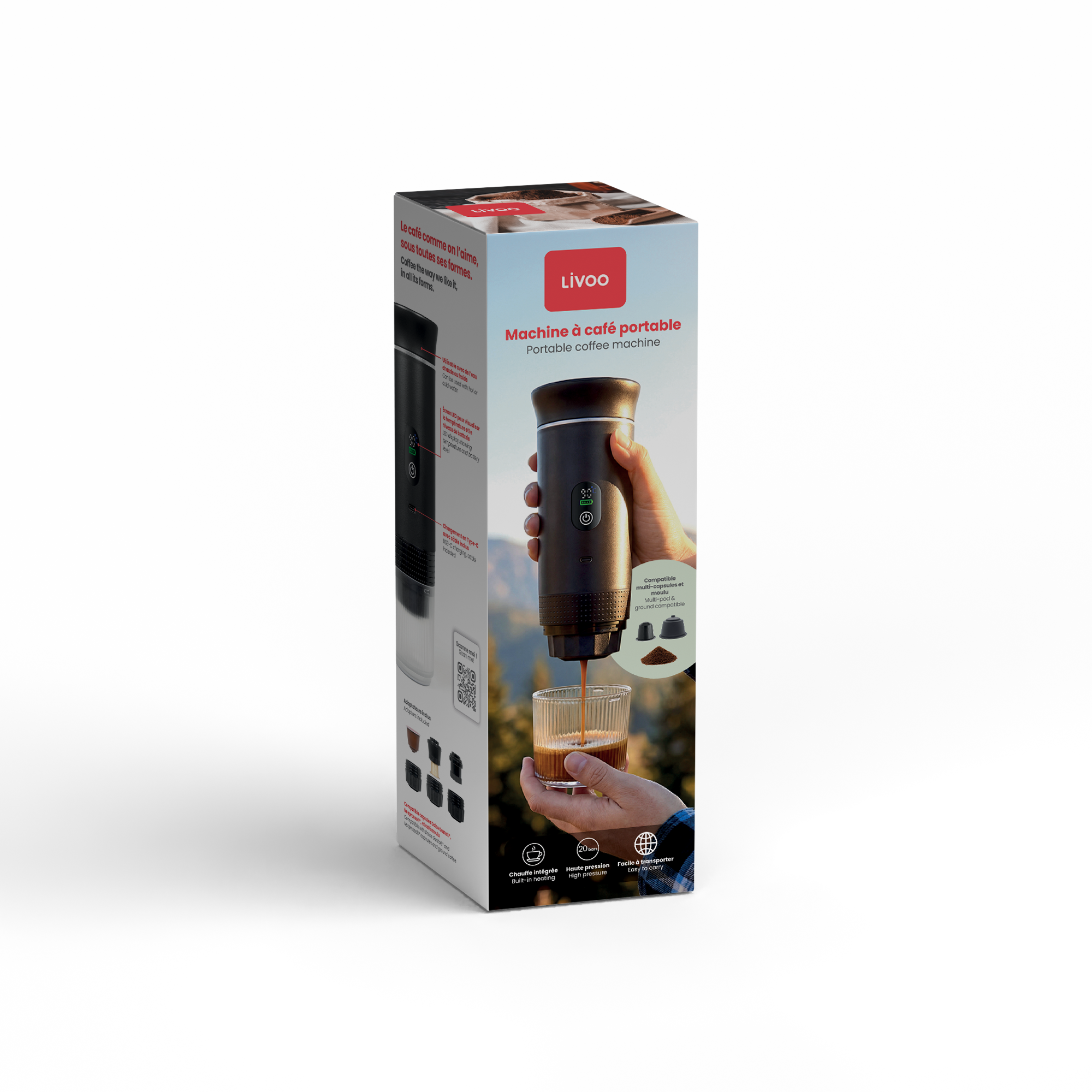 Delta Portable Coffee Machine – Macchina da Caffè Portatile Ricaricabile per Caffè Macinato e Capsule