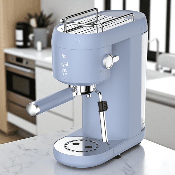 ELLE Panache Espresso Maker Blu – Macchina per Caffè Espresso con Touch Control e Sistema Latte