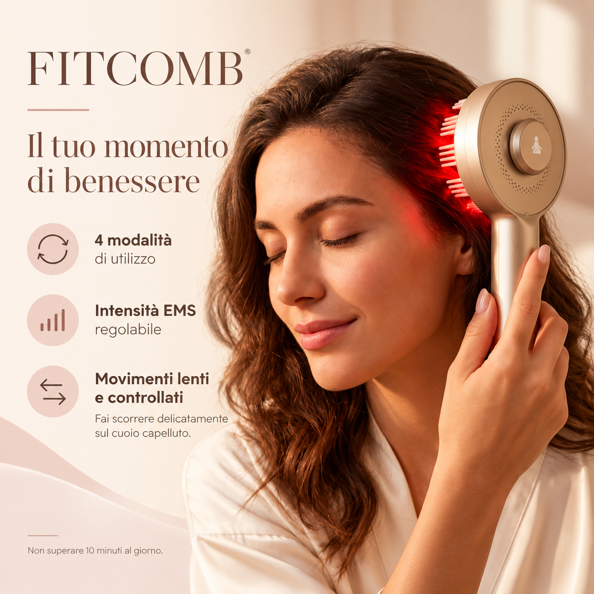 FITPADDY FITCOMB – Spazzola Massaggiante Cuoio Capelluto con EMS e Luce Rossa