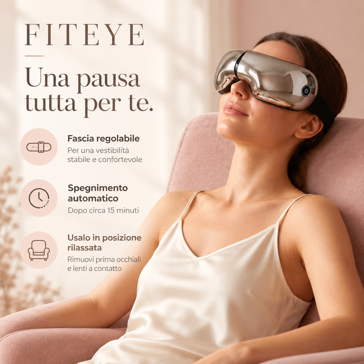 FITPADDY FITEYE – Massaggiatore Occhi con Compressione, Calore e Vibrazione