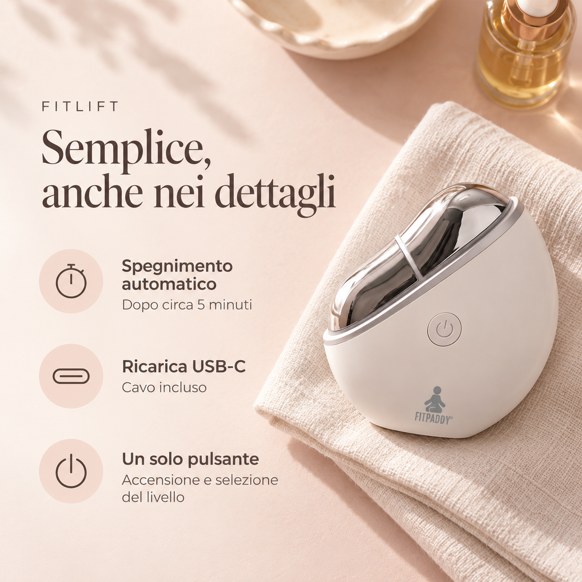 FITPADDY FITLIFT – Gua Sha Elettrico Viso con EMS e LED