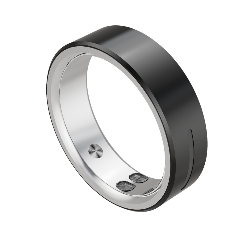 MAXCOM mRing MR200 Nero in Ceramica – Smart Ring per Salute, Sonno e Attività Quotidiana