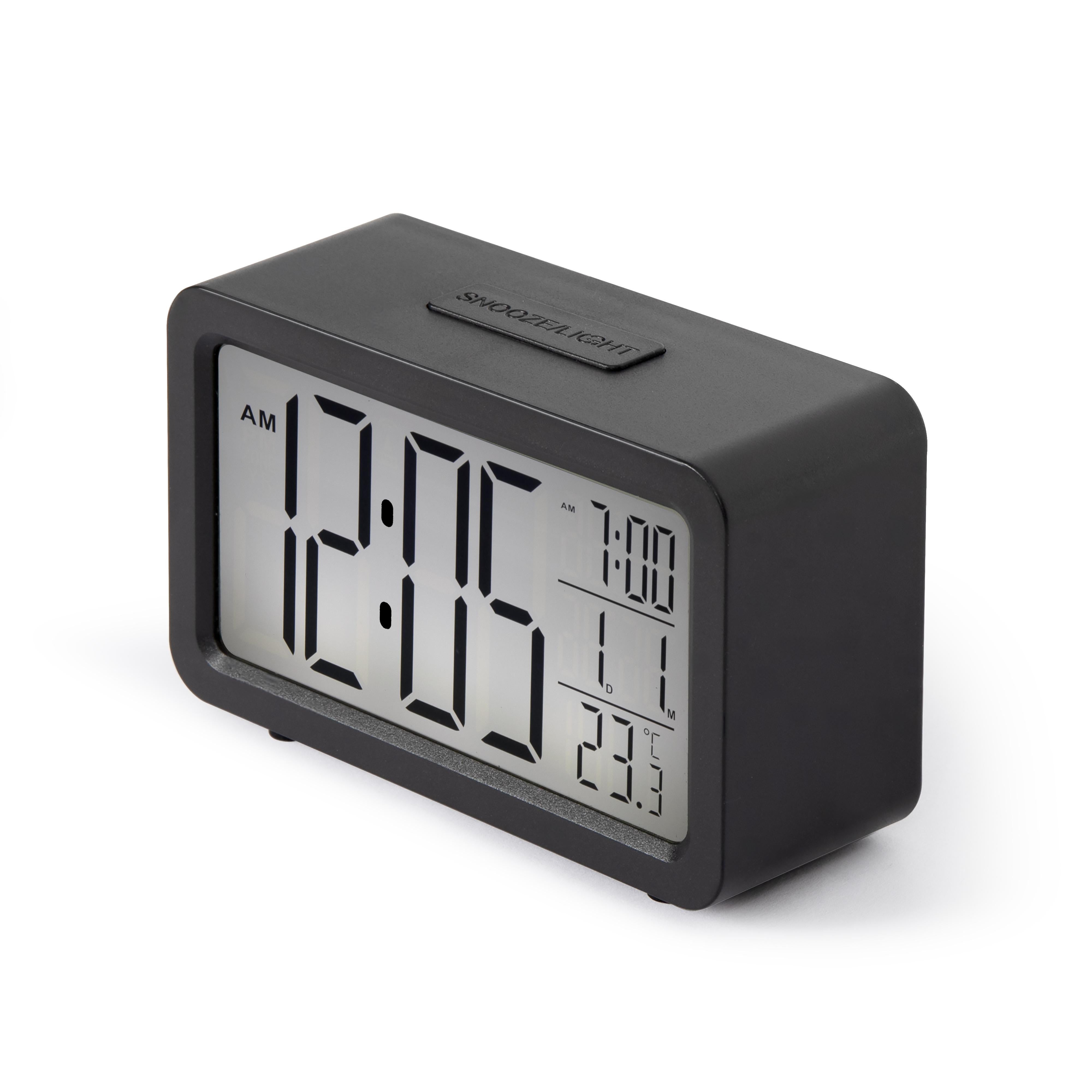 Delta Digital Alarm Clock Black – Sveglia Digitale con Display LCD, Calendario e Temperatura