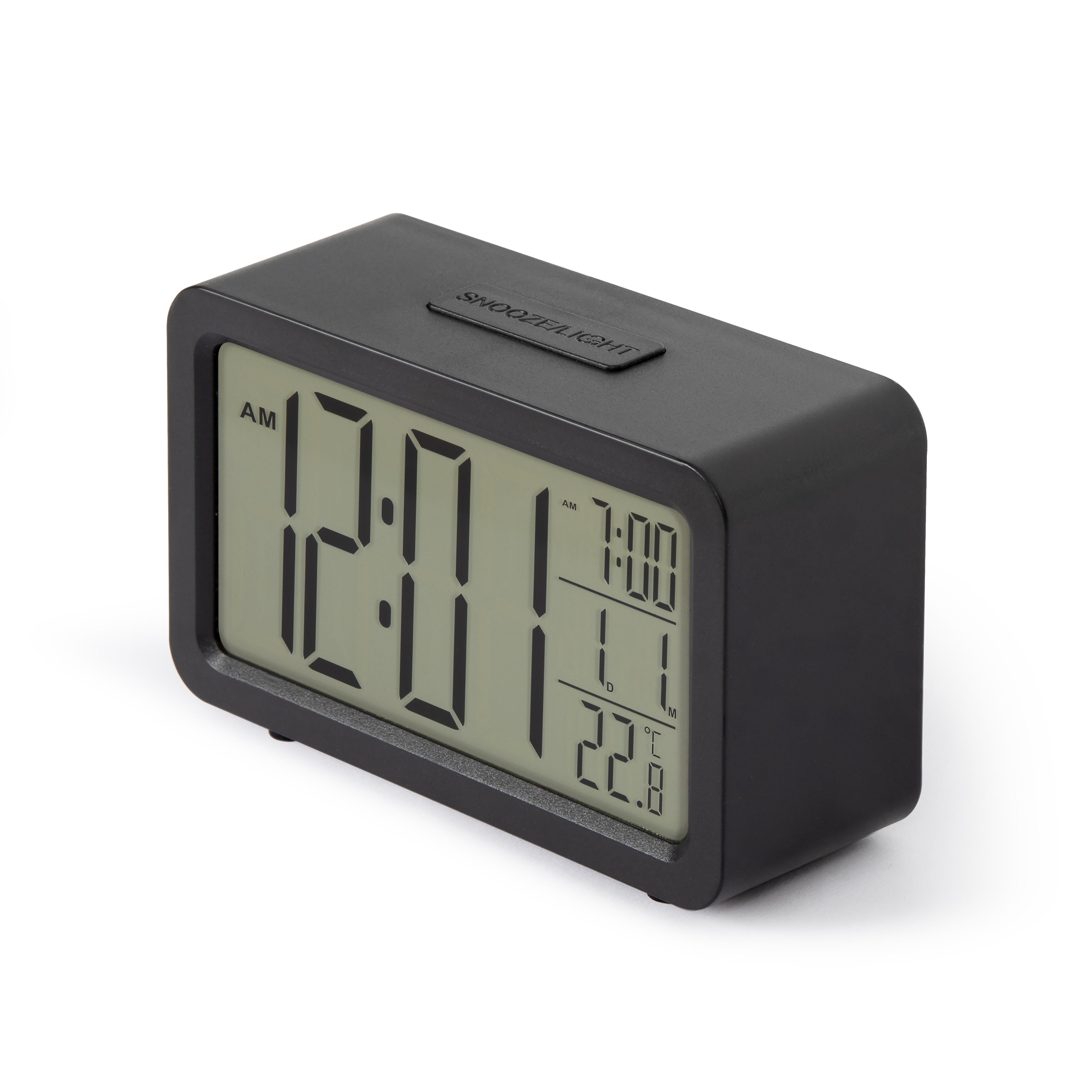 Delta Digital Alarm Clock Black – Sveglia Digitale con Display LCD, Calendario e Temperatura