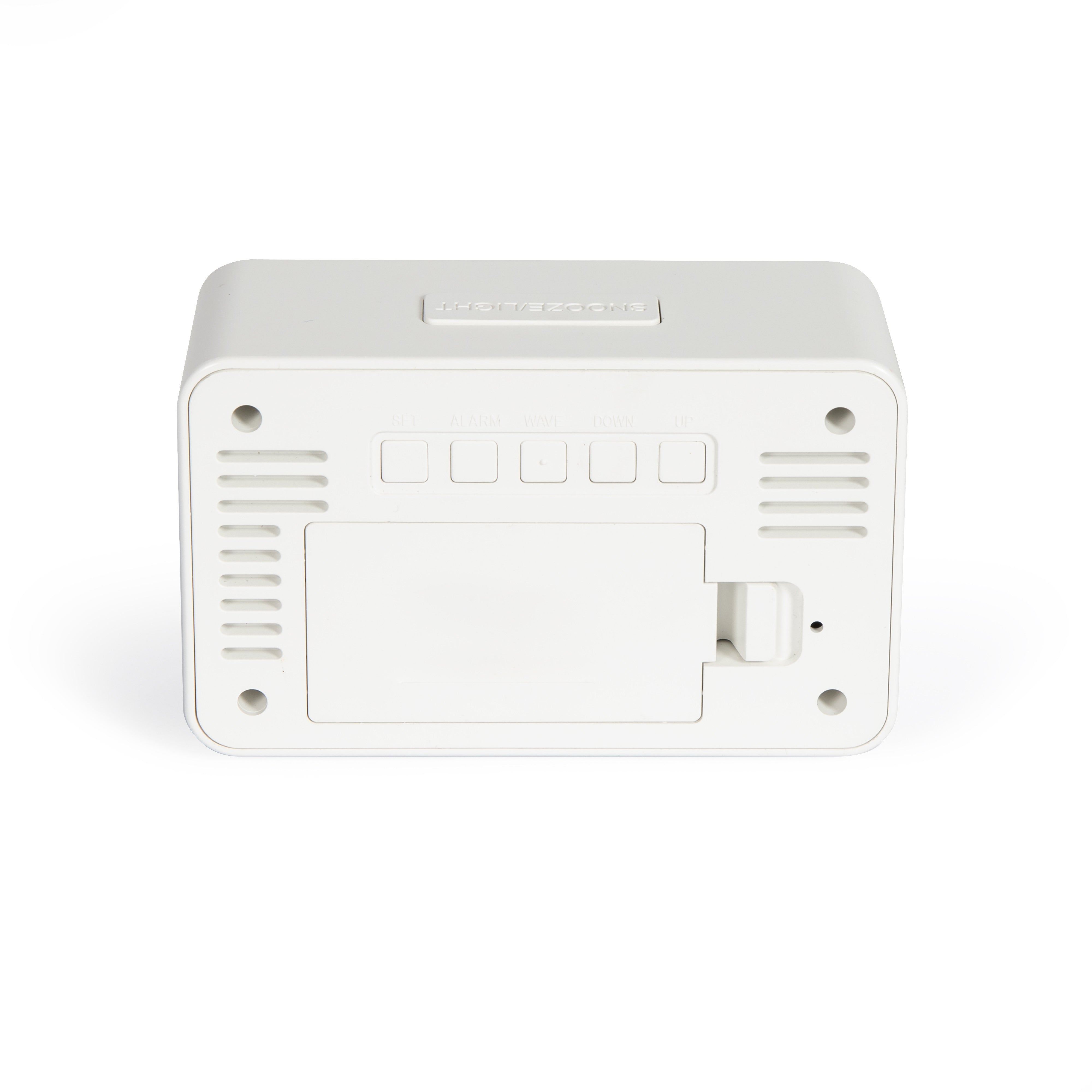 Delta Digital Alarm Clock White – Sveglia Digitale Bianca con Display LCD, Doppio Allarme e Temperatura