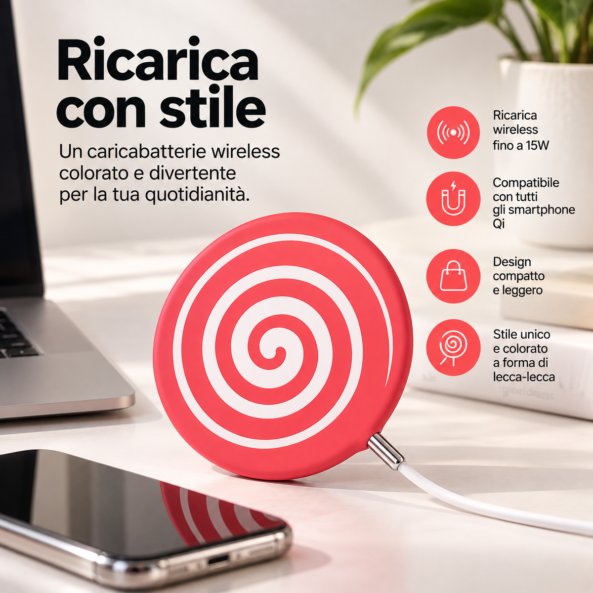 TROZK Lollipop – Base di ricarica wireless