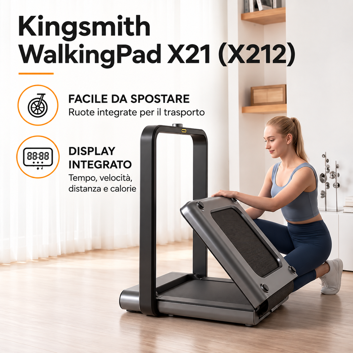 Kingsmith WalkingPad X21 (X212) – Tapis Roulant Pieghevole 1–12 km/h