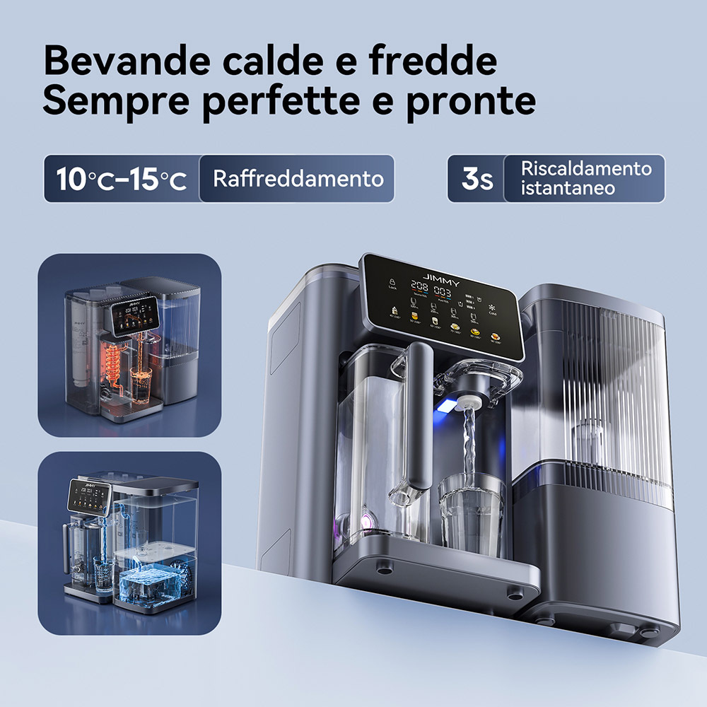 JIMMY R9 Pro – Purificatore d’Acqua a Osmosi Inversa con Acqua Calda e Fredda Istantanea