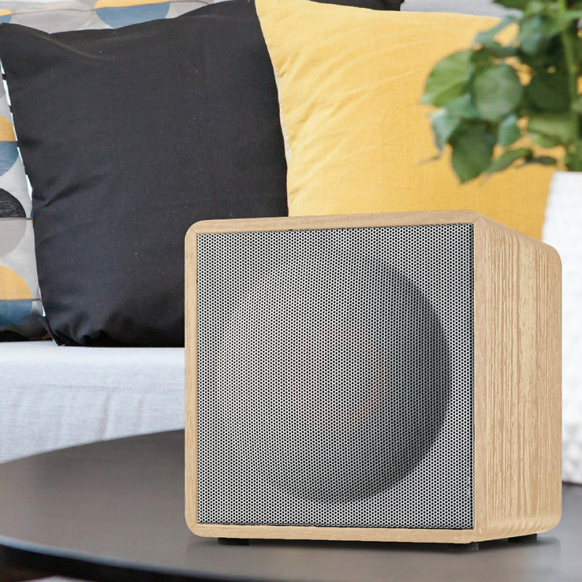 DELTA Bluetooth Compatible Speaker Grey – Speaker Wireless Bluetooth con Finitura Effetto Legno