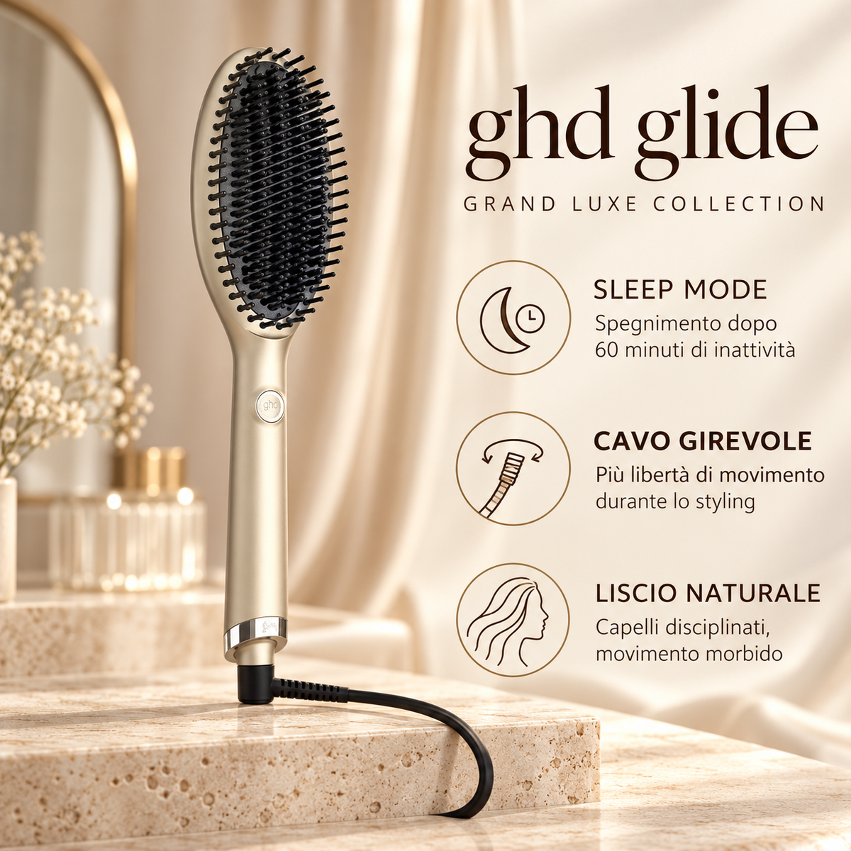 ghd Glide Grand Luxe Collection – Spazzola Lisciante Elettrica con Custodia