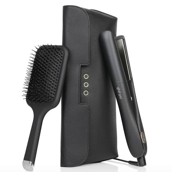 ghd Gold Gift Set – Piastra Professionale Nera con Spazzola e Pochette Termoresistente
