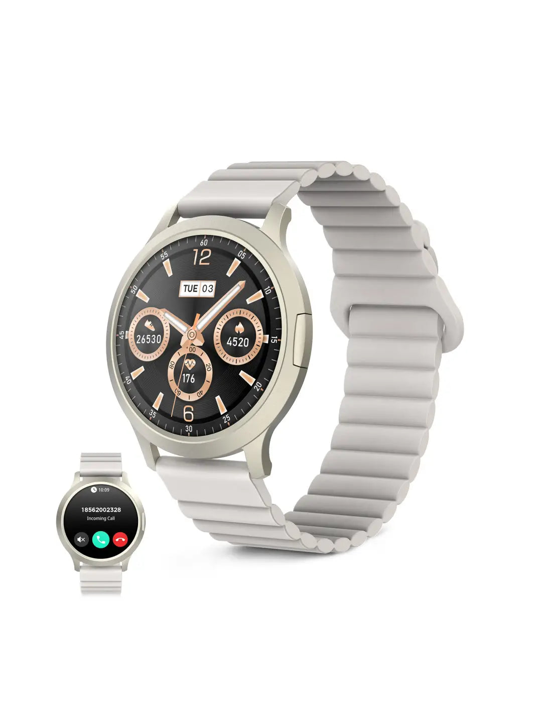 KSIX Core 3 Champagne – Smartwatch AMOLED 1,32" con Chiamate Bluetooth, IP67 e Cinturino Magnetico