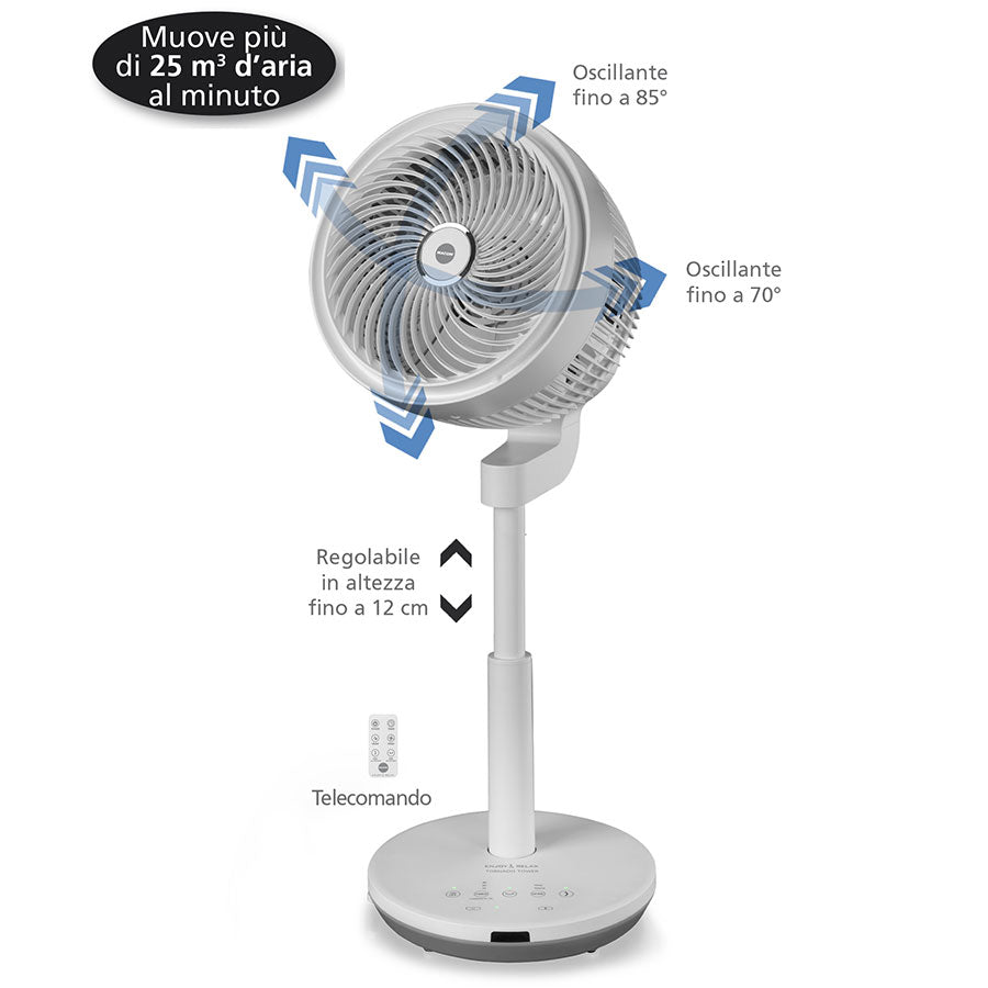 MACOM Tornado Tower Art. 992 – Ventilatore a Piantana con Doppia Oscillazione Automatica