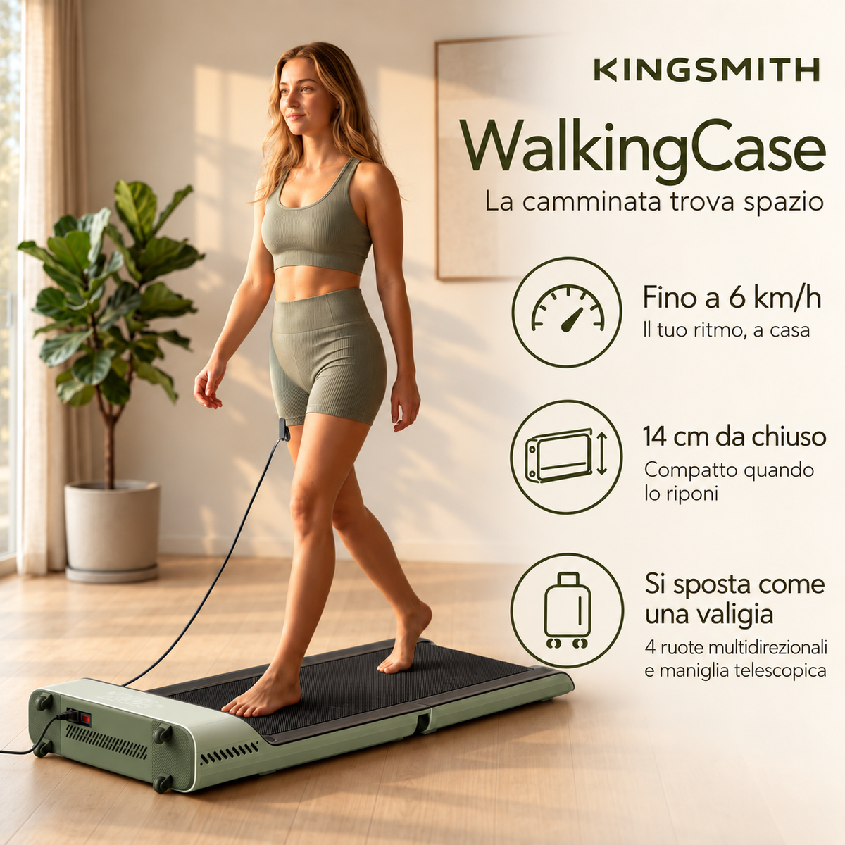 KingSmith WalkingPad WalkingCase – Tapis Roulant Compatto Pieghevole 6 km/h