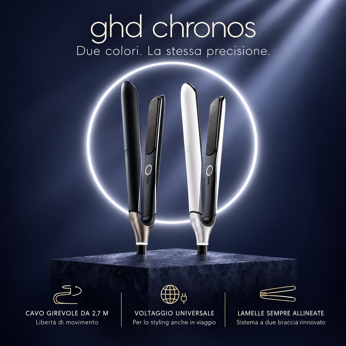 ghd Chronos – Piastra Capelli Professionale Nera con Tecnologia HD Motion-Responsive™